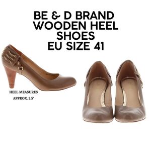 BE & D BRAND WOODEN HEEL SHOES - WORN STILL IN GOOD CONDITION IN EUROPEAN SZ41